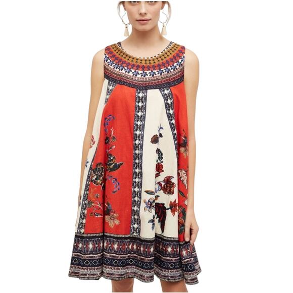 Anthropologie Maeve Women's size Small Colorful Luxury Cirque Swing Cotton Dress - Picture 8 of 12